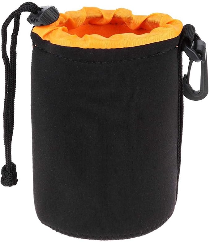 M Size (Medium) Camera Lens Pouch, Thick Protective Neoprene Bag Storage Cover Case with Drawstring Design, Soft Plush Interior, Compatible for Canon, for Nikon, for Sony DSLR Lenses by Unknown