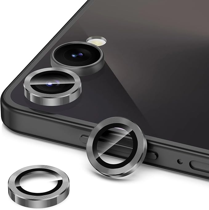 for Samsung Galaxy Z Flip 7 Camera Lens Protector, Individual Metal Ring Tempered Glass Lens Cover, [Strong Adsorption] Scratch Resistant Ultra-Thin HD Clear Lens Cover, 1 Set-Black - Image 2
