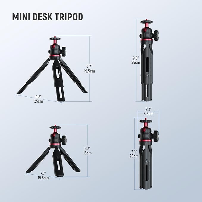 NEEWER Entry Level Version Mini Tripod for Camera, 360° Small Desk Portable DSLR Webcam Cell Phone Mount Holder Stand Selfie Stick Grip Compatible with iPhone Samsung Android Video Recording, GM-2G - Image 9