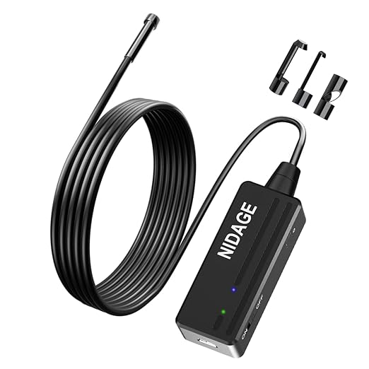 5.5mm Endoscope,1080P HD Borescope Inspection Camera with Light | Snake Camera for iPhone & Android, 5FT Flexible Cable, IP67 Waterproof, for Automotive HVAC Mechanic, Tools for Men by NIDAGE