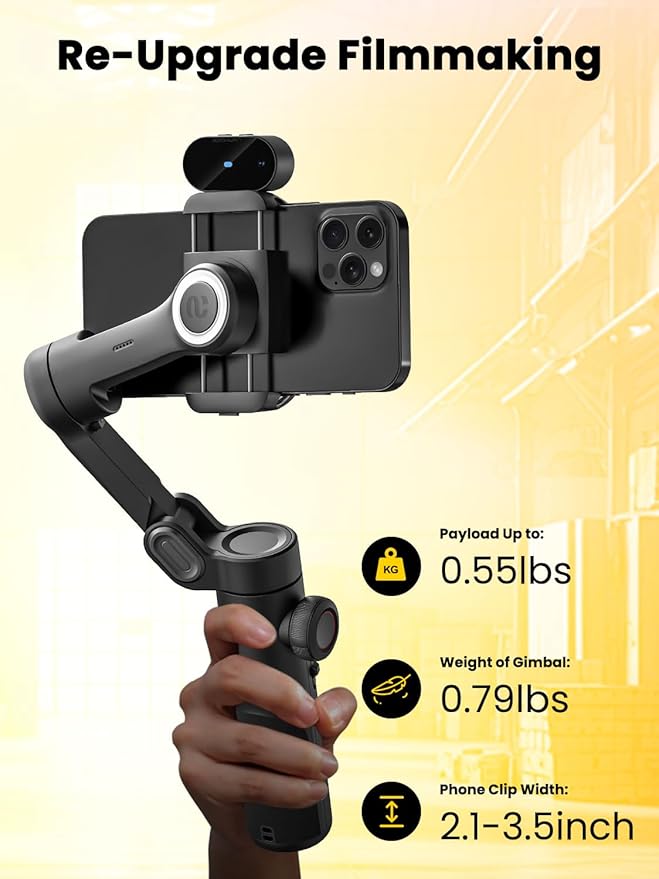 AOCHUAN XE AI Gimbal Stabilizer for Smartphone, No App AI Tracking | 3-axis foldable phone gimbal for iPhone, gesture control, 360° inception, AI tracking for TikTok, YouTube and vlogging - Image 6