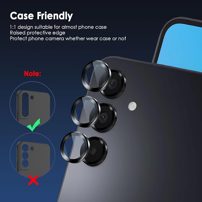 Camera Lens Protector for Samsung Galaxy A16, Black | AR+AF, 9H Tempered Glass, Individual Metal Ring, Anti Glare, Fall Protection, Camera Screen Cover - Image 4