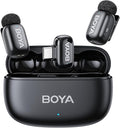 BOYA mini 2 Wireless Lavalier Microphone for iPhone 15/16/17 & Android | AI Noise Cancellation, App Control, 30H Battery Life with Charging Case for Vlogging Interviews and Content Creation by BOYA