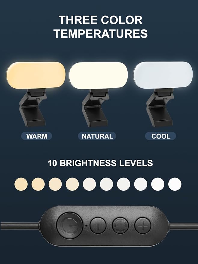 Video Conference Lighting & Computer Light – USB LED Panel for Laptop & Desktop, Plug-and-Play Webcam Light for Zoom, Teams, Streaming & Remote Work, 3 Color Modes & 10 Brightness Levels - Image 3