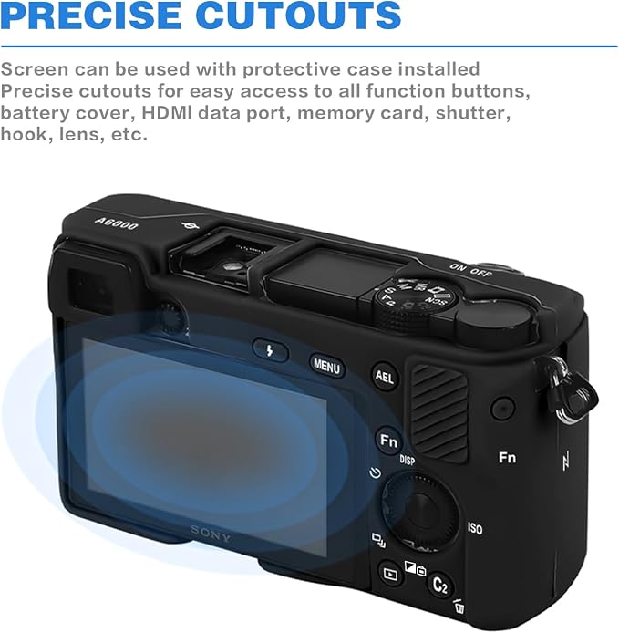 Easy Hood Case for Sony Alpha A6000 ILCE-6000 Digital Camera-Black | Buttons Marker,Soft Silicone,Anti-Scratch,Dustproof,Shockproof,Slim Fit,Lightweight,Enhanced Grip,Easy to Install&Clean - Image 4