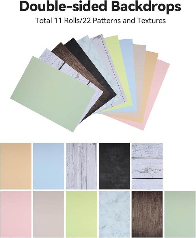 Product Photography Backdrops,Double Sided Flat Lay Photoshoot Props | 11PCS 22Patterns Small Photo Backdrop Board for Food Jewelry Cosmetics, ugc Background Board for Content Creators,11.7x16.5'' - Image 2