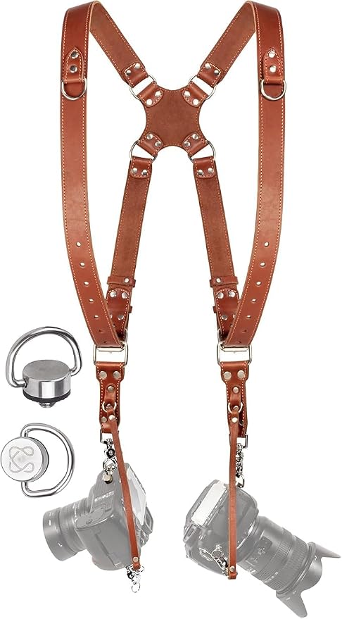 Dual Camera Harness Leather Camera Strap DSLR/SLR, All-Day Comfort by CCoiro
