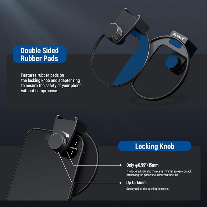 NEEWER 67mm Phone Filter Mount, Adjustable Threaded Lens Filter Clip with Cold Shoe Mount Compatible with iPhone 17 16 15 Pro Max Plus 14 13 Samsung Galaxy S25 Ultra S24, LA006 - Image 5