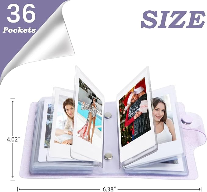 Ruibytree 2 Pack Small Photo Album 2x3 for Fujifilm Instax Mini, Purple | 72 Instant Photo Capacity, Portable Size, Acid-Free Pages, Snap Closure, Fits Polaroid 2x3 Prints, Carry Favorite Memories - Image 3
