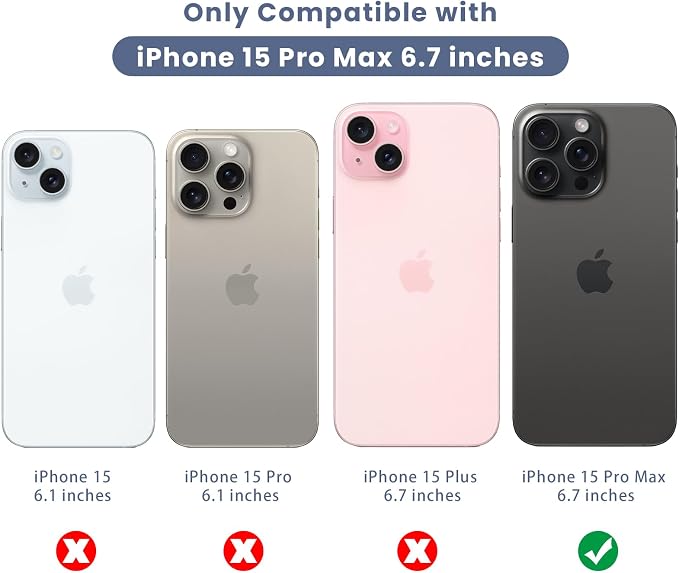 Maxdara [6 in 1 for iPhone 15 Pro Max Screen Protector | Back and Front Screen Protector with Camera Lens Protector [2+2+2 Pack], Tempered Glass - Image 2