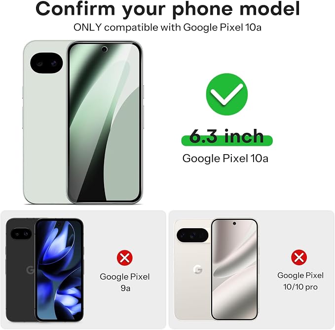 OMOTON 3+2 Pack for Google Pixel 10a Screen Protector 6.3 inch | 3 Pack Tempered Glass Screen Protector & 2 Pack Camera Lens Protector with Alignment Framework, Case Friendly - Image 2