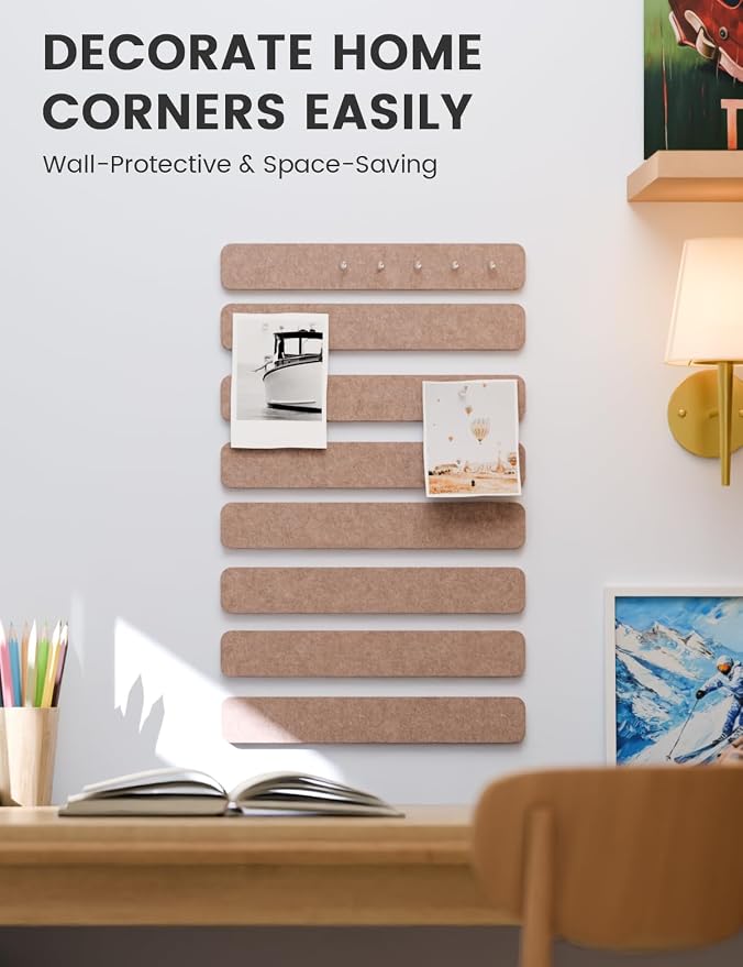 Fluxynara 13" x 2" Felt Wall Panels, Terracotta | 8-Pack Includes 50 Push Pins and Adhesive Tabs for Photos, Notes and Decor in Bedroom Doors, Home Office or Studios - Image 4