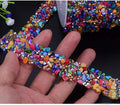 Crystal Rhinestone Trim Hotfix Ribbon Colorful Artificial Gem Stone Beaded Iron On Applique Chain Embellishment Sewing Accessories by EORTA for DIY Wedding Bridal Dress Shoes Phone Decor, 2 CM Width by EORTA