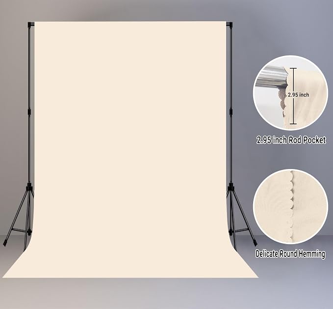 Cream Photography Backdrop for Photoshoot, Fabric 6x9ft | Polyester Studio Photo Backgrounds, Non Reflective, Easy to Hang, for Portrait Shoot, Product, Party Decor, Video Creation - Image 2