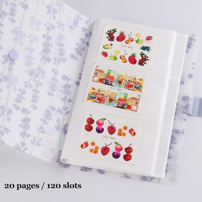 120 Slots Nail Stickers Storage Book Empty Nail Stickers Album Holder Photo Collection Book Water Decals Display Showing Shelf Binder Stencils Collecting Card Case Manicure Tools (Lvander) - Image 4
