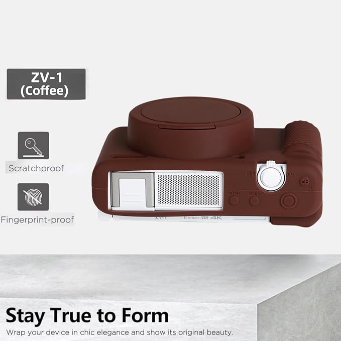 Camera Case for Sony ZV1 Digital Camera.ZV-1 Accessories | Soft Silicone Protective Case Removable Lens Cover,Comes with 2 Screen Protectors and 1 Wrist Strap.(Coffee) - Image 4