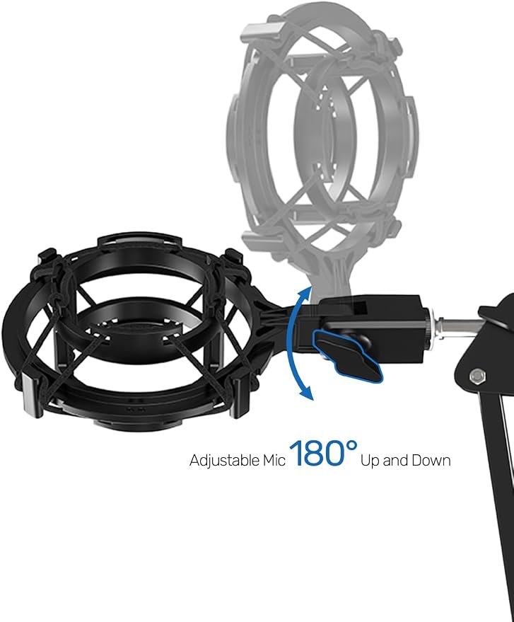 Custom Built Shock Mount with Pop Filter for AT2020 Microphones, Pro | Reduces Vibration Noise, Improves Recording Quality, Compatible with Audio Technica AT2020USB+, AT2035, AT4040 Condenser Mics - Image 4