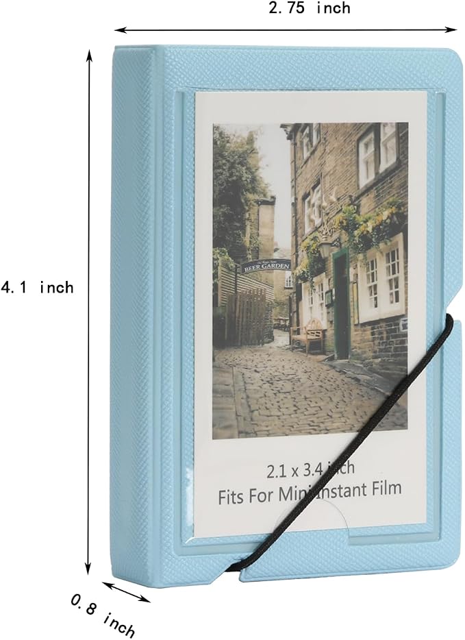 2x3 Instax Mini Photo Album, 28 Pockets. Sky Blue, 1PK | Portable Wallet Size Album Stores 2x3 inch Instant Photos. Fits Polaroid, Instax Mini, Kodak Mini Prints and Zink. - Image 3