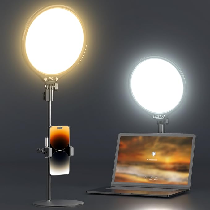 UBeesize 10.5in Laptop Ring Light with Stand and Phone Holder for Desk, Zoom Lighting for Computer, Video Recording, Streaming, Video Conference, Video Calls by UBeesize