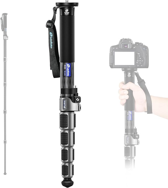 LEOFOTO Carbon Fiber Camera Monopod Lightweight Travel Quick Lock System, Maximum Load 40kg, 360° Panoramic Camera Stand, Waterproof System (MPC-366C) by TAKINGITFURTHER-LEOFOTO