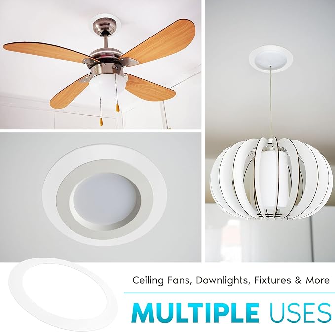 Luxrite 12 Pack White Goof Trim Ring for 5/6 Inch Recessed Lights and Ceiling Light Fixtures, Outer Diameter 8 Inches, Inner Diameter 6.14 Inches, Metal Construction, Cover Damaged or Messy Ceilings - Image 3