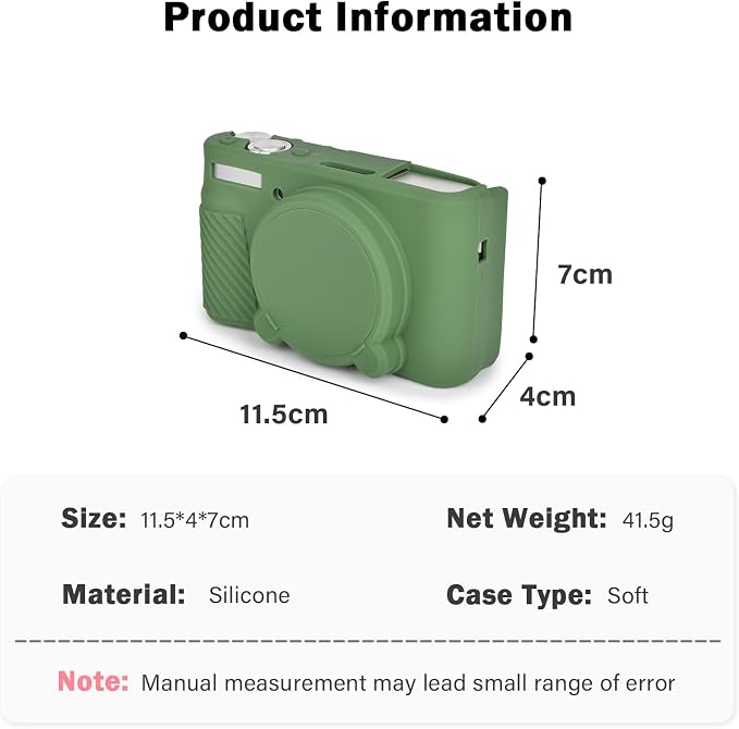 MUZIRI KINOKOO Case for Canon Powershot SX740/SX730 HS Digital Camera - Soft Protective Cover SX740 SX730 HS Camera Silicone Sleeve with Removable Lens Cover - Anti-Slip & Anti-Scratch - Green - Image 7