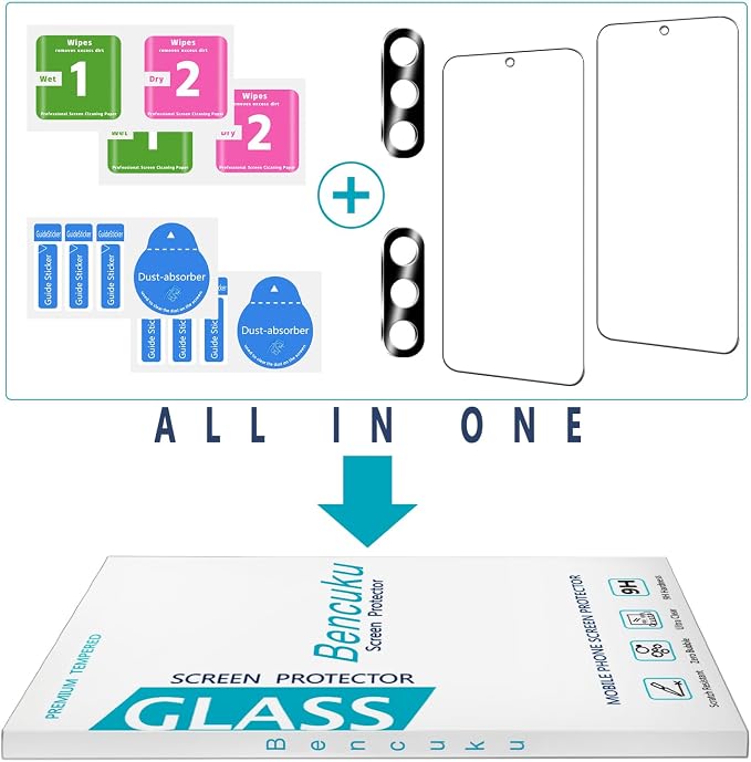 2 Pack Screen Protector for Samsung Galaxy S24 Plus Tempered Glass | with 2 Pack Camera Lens Protector, Anti Scratch, Bubble Free - Image 7