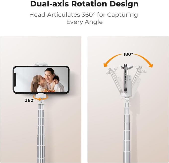 K&F CONCEPT Auto Open & Close Selfie Stick Phone Tripod Stand | 360° Rotatable Selfie Stick with 9 Button Bluetooth Remote, Extendable Automatic Tripod for Cell Phone, X96 - Image 3