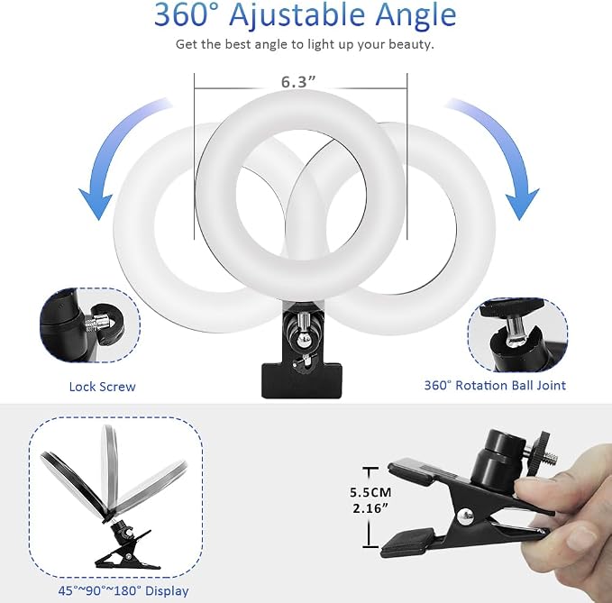 Video Conference Lighting Kit， Ring Light for Computer | Clip on Light Reading Lights, 360 ° Flexible Gooseneck Bed Night Light ， Laptop Video Conferencing - Image 4