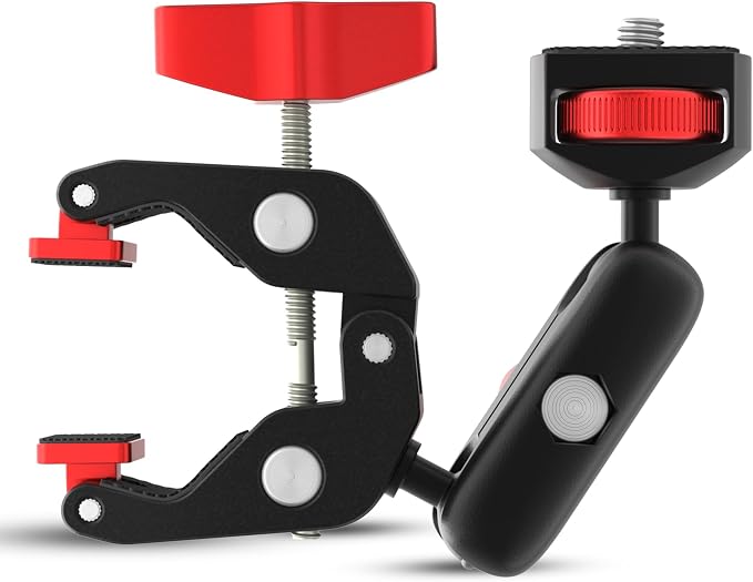 REFLEX CAMERA Super Clamp & Magic Arm Mount with Double Ball Head – 2kg Load Capacity, 1/4” & 3/8” Screw, Adjustable for Monitors, LED Lights, Mics, Smartphone, Gopro - Flexible & Durable - Image 7