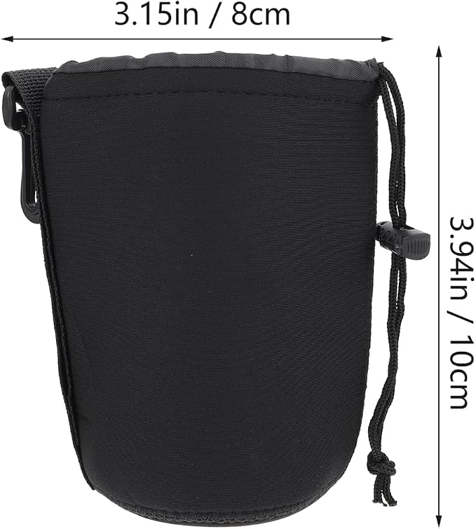 SHOWERORO 2 pack Neoprene Camera Lens Pouch Dslr Camera Lens Case Bag Drawstring Protective Storage for Shockproof Thermal Insulation Universal Container 3.93 X 3.14 X 3.14 in - Image 9