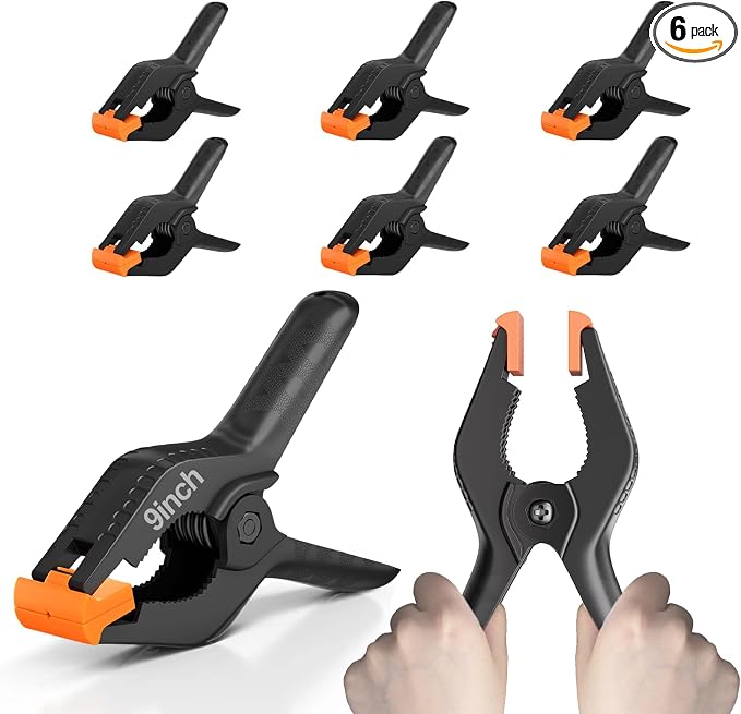 EMART 6 Pack Heavy Duty Spring Clamps 9 inch Plastic Backdrop Clips, Studio | Photo Booth Backdrop Clamps for Backdrop Stand, Balloon Arch, Photography Studio, Woodworking, Crafts, Drawing, Garden, Trap by EMART
