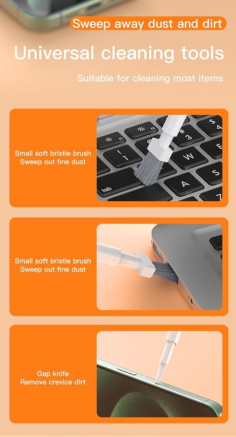 32-in-1 Electronics Cleaning Kit for Phone, Earbuds, Keyboard & Camera Lens | Charging Port Cleaner | Compatible with iPhone, AirPods, Android Devices, Laptop & Monitor | All-in-One Cleaning - Image 8