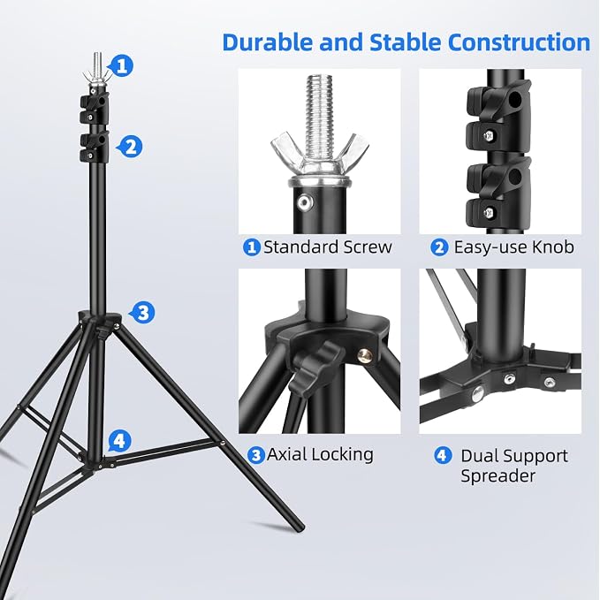 Hemmotop Green Screen Stand 7x5 ft(HxW) with 6.5x5 ft Backdrop Kit | Chromakey, for Streaming, Gaming, Zoom, Video Recording, Metal and Ployester, with 5 Clips and Carrying Case, Portable - Image 5