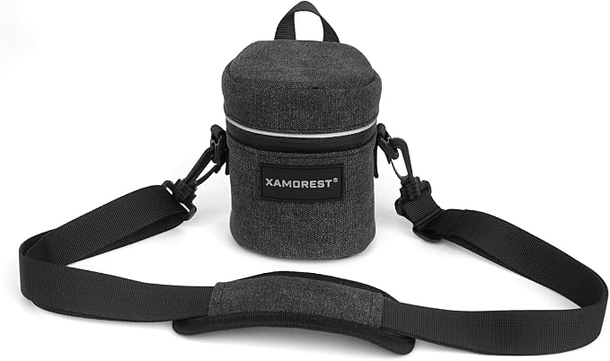 Camera Lens Case Lens Bag Compatible (3.15" x 3.74"(Canvas, Black)) by XAMOREST