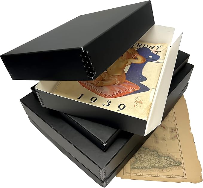 Lineco Drop Front Archival Storage Box, 11.75x15.25x3 in, Black, 2 Pack | Acid-Free with Metal Edge, Preserves Picture Longevity, Organize Photos, Newspapers, Prints, Documents, Crafts, DIY - Image 8