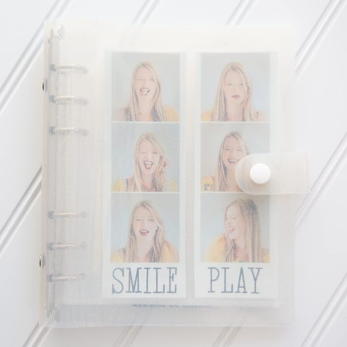 Photo Album For 2X6 Photo Booth Slip In Strips And 4X6 Pictures - 6 Ring Notebook Binder With 20 2 By 6 Sleeves - Fits 80 Photobooth Prints (QUARTZ SPARKLE, 2X6) by SMILEWAVE