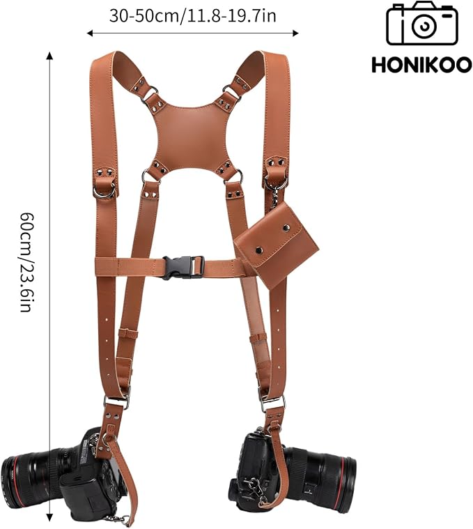Dual Camera Harness Camera Straps Holster for Photographers Comfort Version | camera holster leather harnes spider holster camera belt camera harness for photographers leather harness camera neck strap - Image 3