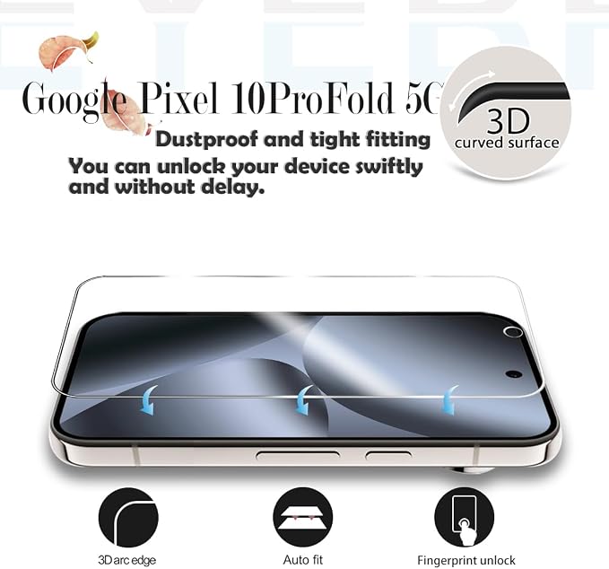 Screen Protector for Google Pixel 10 Pro Fold & Camera Lens Protectors [2+2 Pack] [Ultrasonic Fingerprint Unlock] [Case Friendly] [Bubble-Free] Tempered Glass For Pixel 10 Pro Fold - Image 3