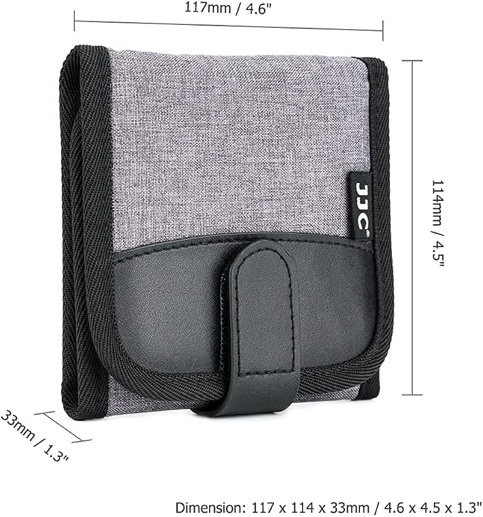 JJC 3-Pocket Lens Filter Pouch Case, Wallet for Circular Filters up to 82mm | Padded Folding Filter Bag, with Belt Loop & Fasten Closure, Durable Polyester Material, Dustproof, Compact to Travel - Image 8