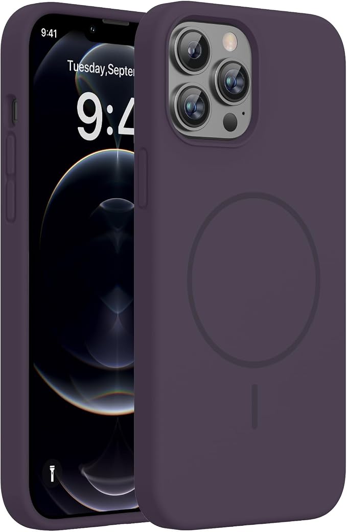Miracase Silicone & Magnetic for iPhone 12 Pro Max Case, Dark Purple | Compatible with MagSafe, Soft Microfiber Lining, Premium Silicone Case Shockproof Drop Protection Phone Case for 12 Pro Max by Miracase