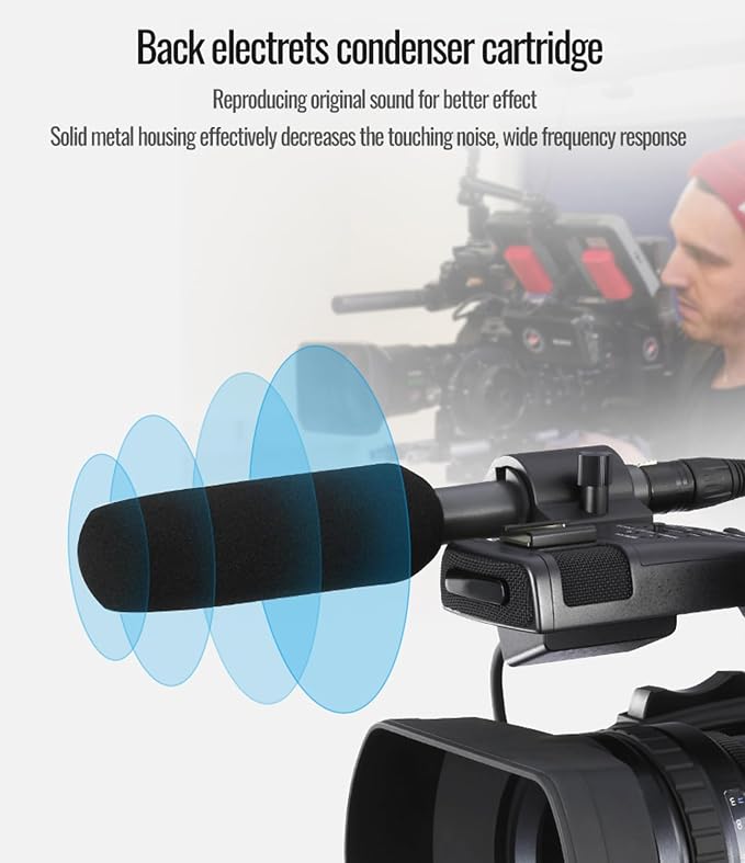 TAKSTAR SGC-578 XLR Shotgun Mic, Dual Polar Patterns & Power | Cardioid/Hypercardioid Switch, AA Battery/48V Phantom Power, Alloy Build, High Sensitivity, XLR Cables & Windscreen Included - Image 5