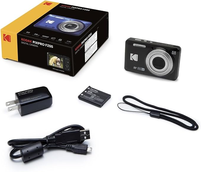 Kodak PIXPRO FZ55 Digital Camera (Black) + Black Point & Shoot Camera Case + 64GB SD Memory Card + Tri-fold Memory Card Wallet + Hi-Speed SD USB Card Reader + More! - Image 3