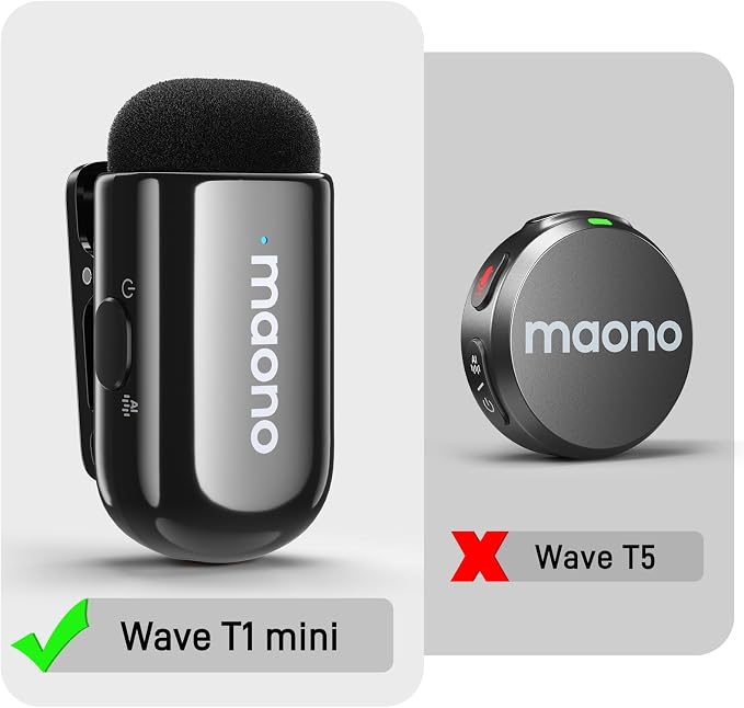 MAONO Wave T1 Mini Wireless Lavalier Microphone Accessories - Image 2