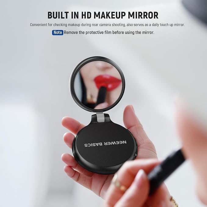 NEEWER Basics Magnetic LED Selfie Light Compatible with MagSafe iPhone, Desk Stand Phone Holder with Makeup Mirror 1160lx/0.2m 900mAh CRI95 Fill Lighting for Video Recording Streaming, Black NL48R - Image 7