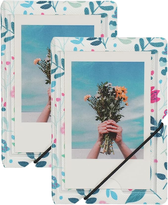 2x3 Instax Mini Photo Album, 28 Pockets. Modern Floral, 2PK | Portable Wallet Size Album Stores 2x3 inch Instant Photos. Fits Polaroid, Instax Mini, Kodak Mini Prints and Zink. by GoldbarleyDesign