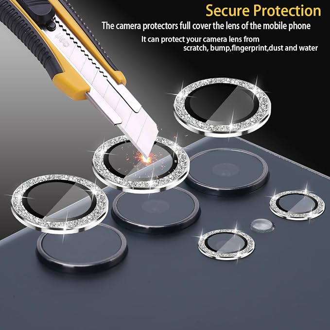 Camera Lens Protector for Samsung Galaxy S24 Ultra, Glitter Silver | Tempered Glass, Auto-align Tray, Easy Installation, Case Friendly, Anti-Scratch, HD Clear, Ultra Slim - Image 2