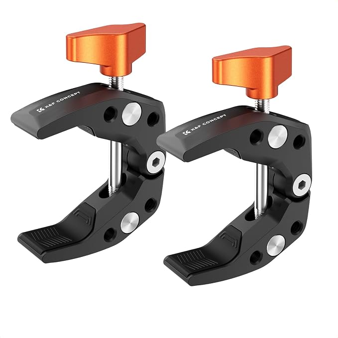 K&F CONCEPT 2 Pack Camera Mount Clamp, Super Crab Clamp with 1/4" Thread Holes for Round Pipe Flat Surface, Monitors, LED Lights, and Other Photographic Accessories by KFCONCEPT