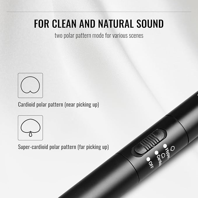 TAKSTAR SGC-578 XLR Shotgun Mic, Dual Polar Patterns & Power | Cardioid/Hypercardioid Switch, AA Battery/48V Phantom Power, Alloy Build, High Sensitivity, XLR Cables & Windscreen Included - Image 2