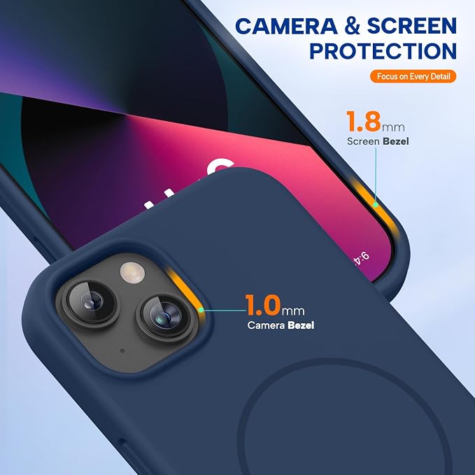 Miracase Silicone & Magnetic for iPhone 13 Case, Dark Blue | Compatible with MagSafe, Soft Microfiber Lining, Premium Silicone Cover Shockproof Drop Protection Phone Case for 13 - Image 8